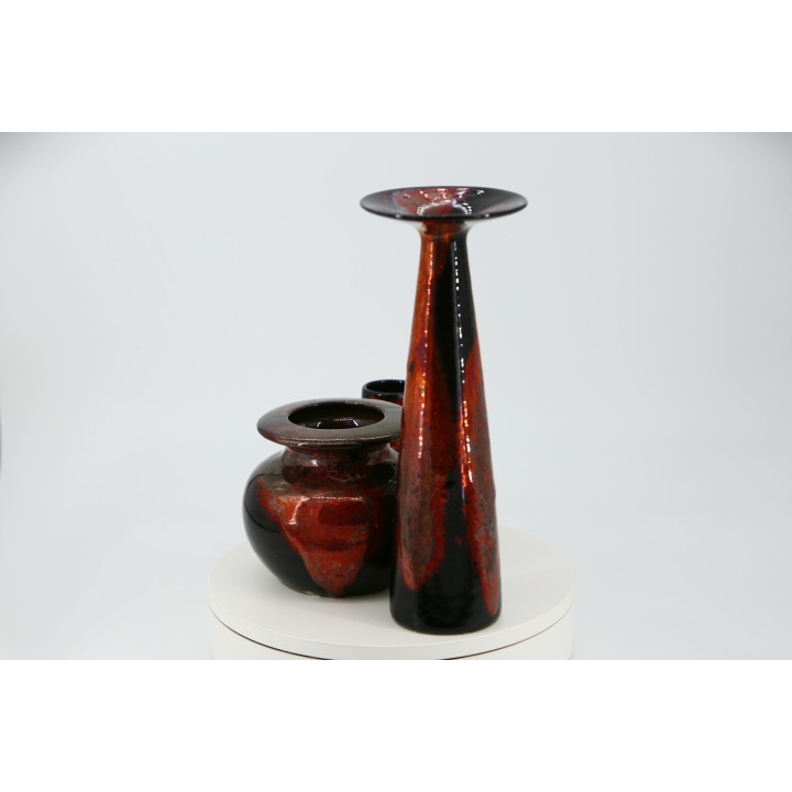 Вазы Otto Keramik Fat Lava, комплект 3 шт, 1970-е