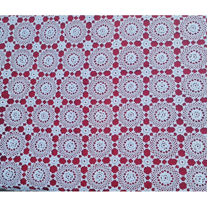 Colcha de ganchillo hecha a mano algodon blanco flores 3d encaje manta cama matrimonio vintage mid century cubrecama 240x270 cm