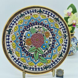 Assiette décorative en céramique Artecer Sevilla peinte à la main émail et or de loi, assiette murale de collection 21 cm