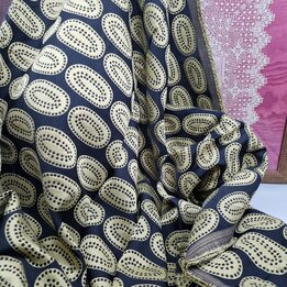 Vintage Cotton Viscose Fabric – Retro Geometric Mid-Century Design, Sewing Crafting Textile