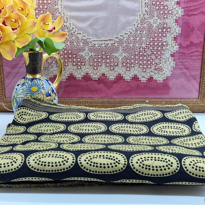 Vintage Cotton Viscose Fabric – Retro Geometric Mid-Century Design, Sewing Crafting Textile