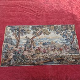 Antiker Jacquard Wandteppich Gobelin, Wandbehang im Flämischen Stil aus Baumwolle, Pastorale Jagdszene Wanddeko für Wohnzimmer
