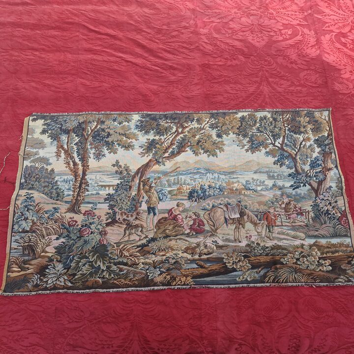 Wintazowy Gobelin Scienny Jacquard, Pastoralny Styl Flamandzki Tkany Material Bawelniany, Scena Polowania Dekoracja do Salonu G…