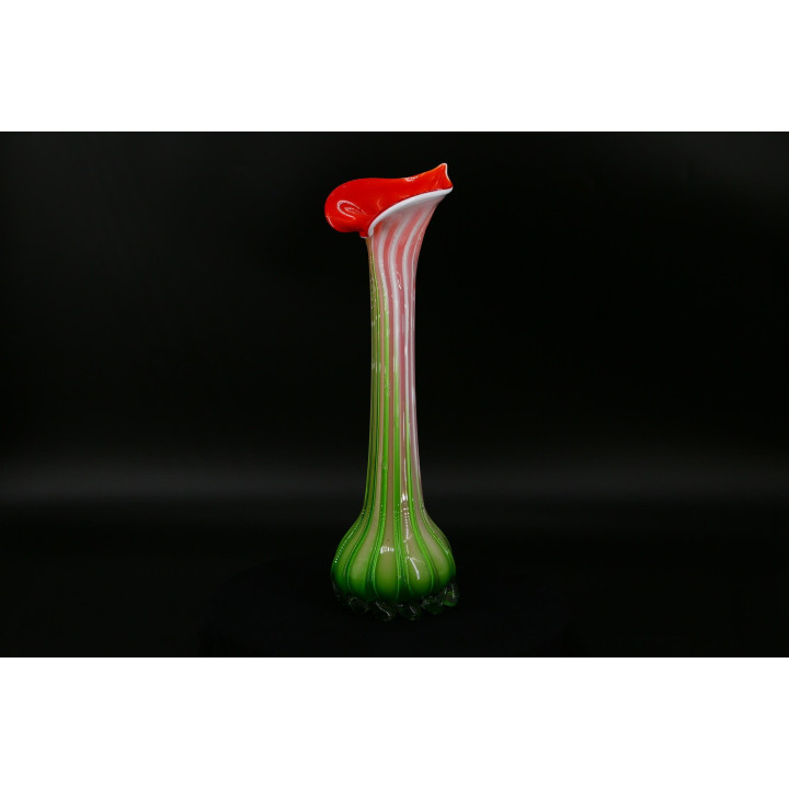 Vaso Jack-in-the-Pulpit in Vetro Soffiato Murano anni '50