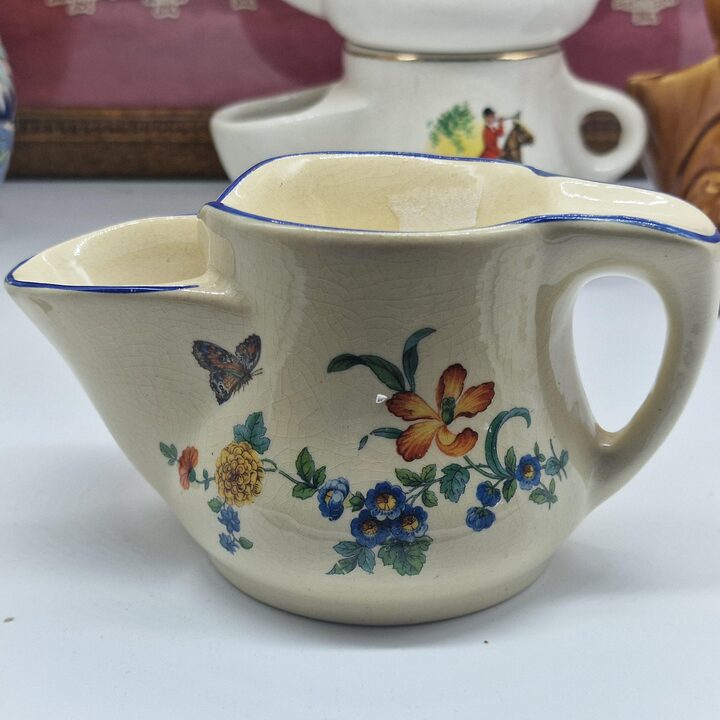 Taza de afeitar Royal Doulton Toby Jug de loza inglesa, tazón de barbero de Staffordshire, jarra de personaje de la década de 1…