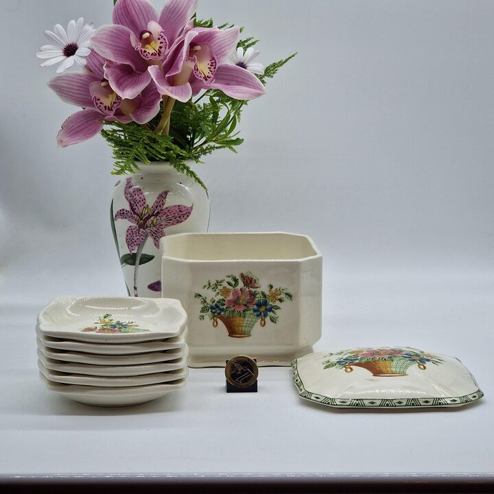 Zestaw 6 Ceramicznych Popielniczek La Cartuja de Sevilla Pickman lata 50.
