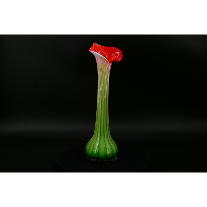 Vaso Jack-in-the-Pulpit in Vetro Soffiato Murano anni '50