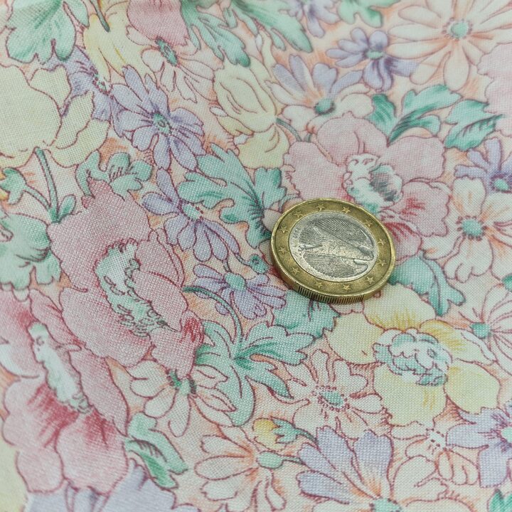 Vintage Puppenfabrik Baumwollstoffe Set - Flieder Floral & Spitze - 3 Zuschnitte 50x100cm - Authentisch 80er Jahre