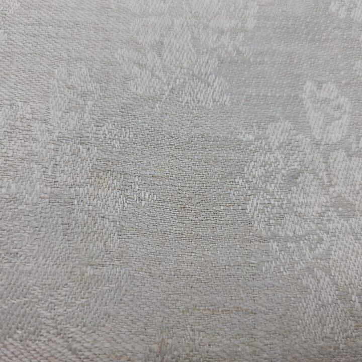 Runner in Lino Jacquard con Monogramma e Frange Macramè Vintage