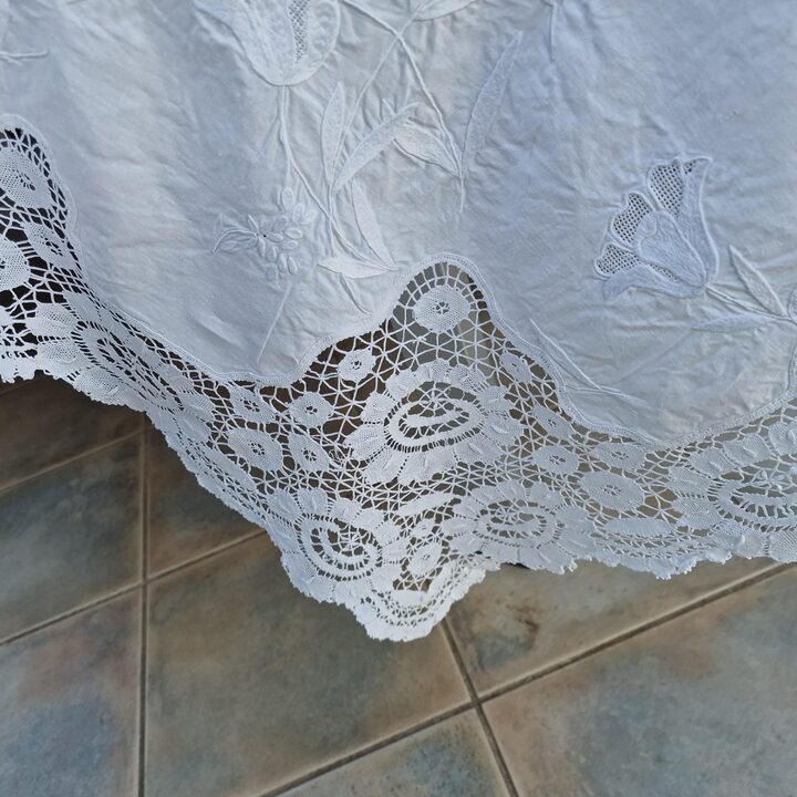Antiek Linnen Banquet Set Tafelkleed 350cm & 24 Servetten MCS Monogram