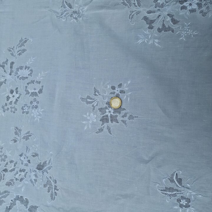 Antique Wedding Linen Tablecloth Set 18 Napkins Hand Embroidery Early 20th Century