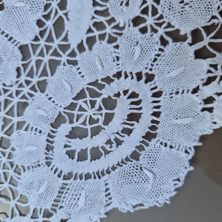 Grande Nappe en Lin Ancien et 24 Serviettes Monogramme MCS Dentelle