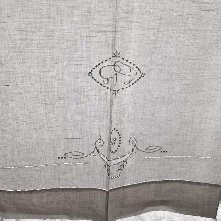 1950s Hand-Embroidered Linen Bed Set with PR Monogram - 2 Pieces