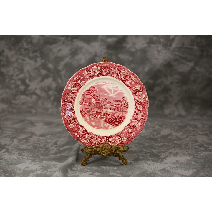 Plato de Cerámica Palissy Pottery, Plato Decorativo Thames River Scenes Inglaterra, 20 cm, 1950