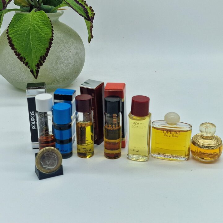 ヴィンテージ ミニ香水ボトル 7点セット - イヴサンローラン YSL シャンパーニュ オピウム パリ クーロス - 1990年代 レア 希少 コレクション用 ミニチュア香水
