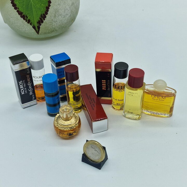 ヴィンテージ ミニ香水ボトル 7点セット - イヴサンローラン YSL シャンパーニュ オピウム パリ クーロス - 1990年代 レア 希少 コレクション用 ミニチュア香水