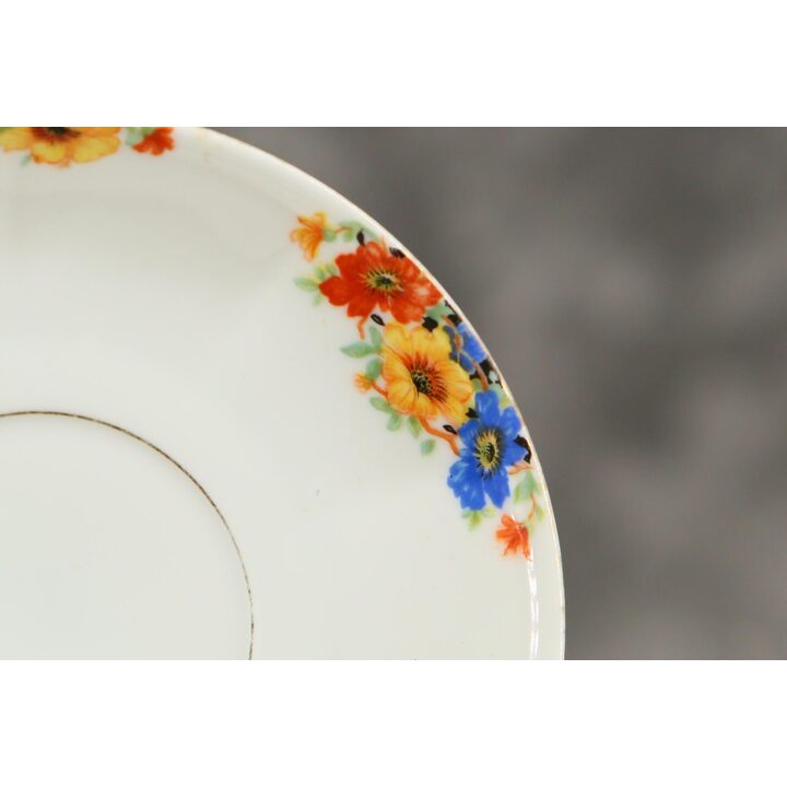 Juego de Taza de Té y Plato de Porcelana, Bohemia Checoslovaquia, Vajilla Vintage de Flores y Oro, Cerámica Mid-Century 200 ml