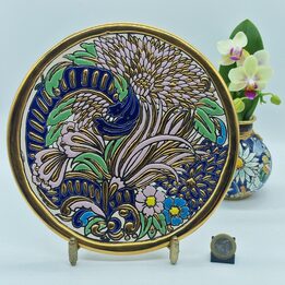 Декоративная керамическая тарелка Artecer Sevilla, ручная роспись эмалью и сусальным золотом, узор cuerda seca, Испания
