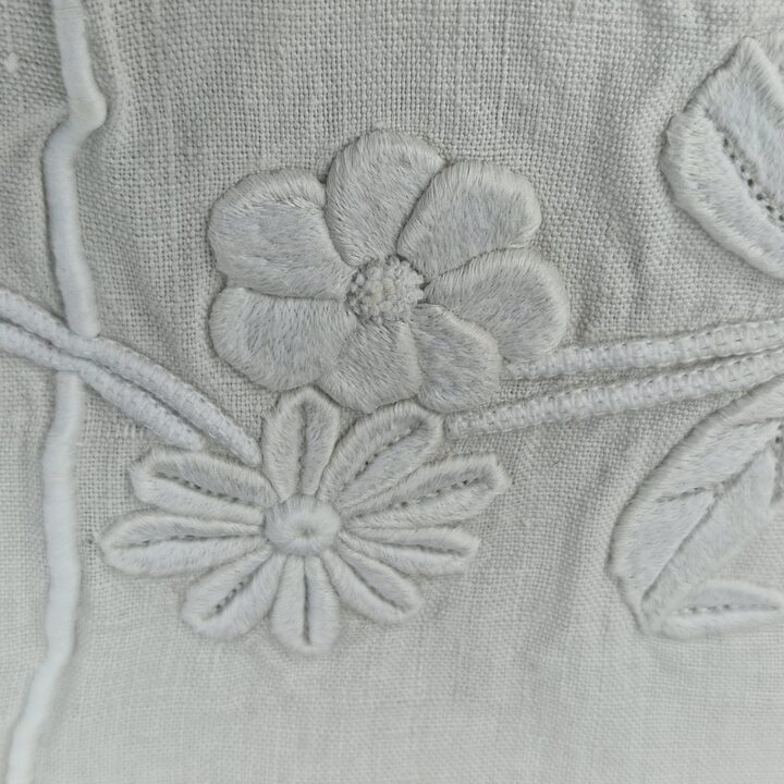 Antique Heavy Linen Bed Set with Hand Embroidery & Bobbin Lace - Sheet 230x250 cm and Pillowcase 160x42 cm