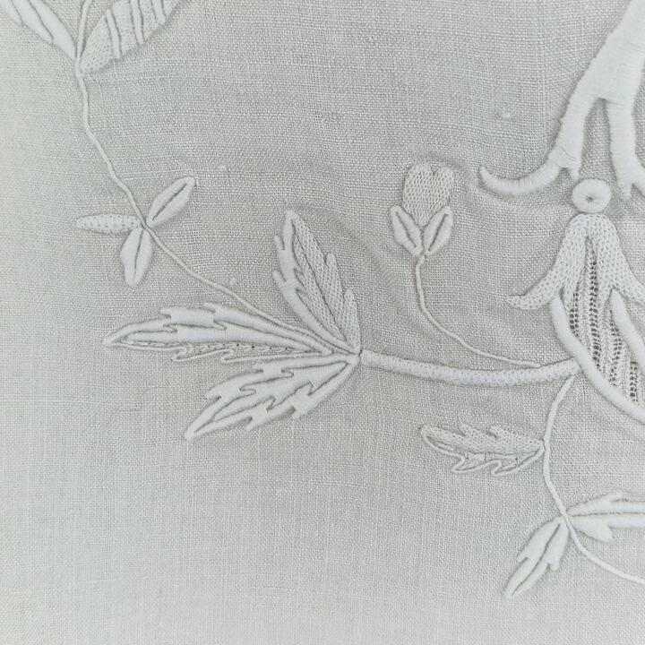 Antique Heavy Linen Bed Set with Hand Embroidery & Bobbin Lace - Sheet 230x250 cm and Pillowcase 160x42 cm