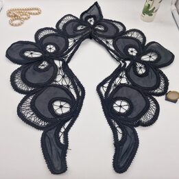 アンティーク レース カラー ヴィンテージ アールデコ エドワーディアン シルク コットン 襟 幅15 cm (5.9 in)