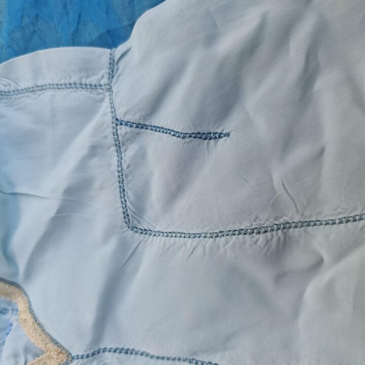 Body infantil vintage años 40, ropa interior de niños, algodón azul pálido con encaje y bordado a mano, largo 50 cm cintura 40…