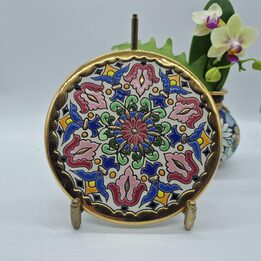 飾り皿 陶器 セアルコ スペain 手描き エナメル 本金彩 15cm 壁掛け ヴィンテージ 1990年代 スペイン製