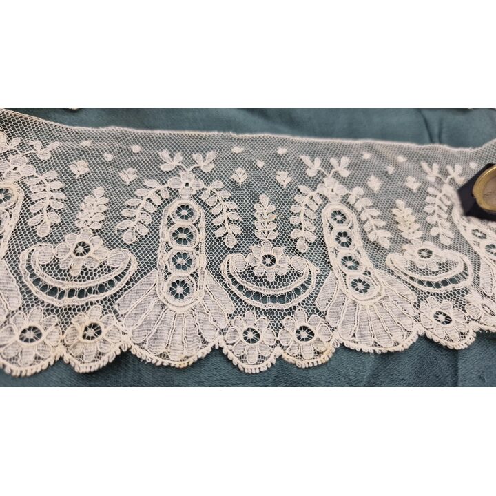 Encaje antiguo y puntilla vintage, bordado floral de red, algodón blanco, dos piezas de 1 m, ancho 10 cm, restauración de costu…