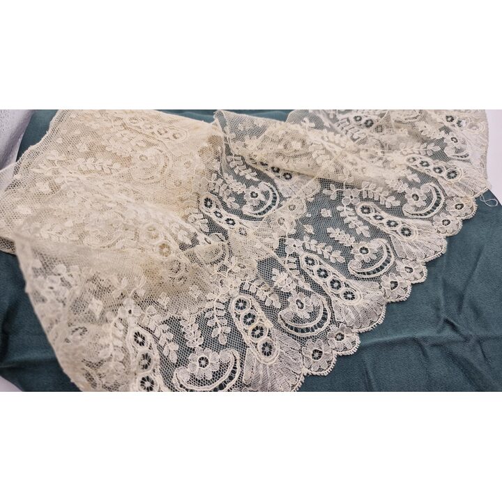 Encaje antiguo y puntilla vintage, bordado floral de red, algodón blanco, dos piezas de 1 m, ancho 10 cm, restauración de costu…