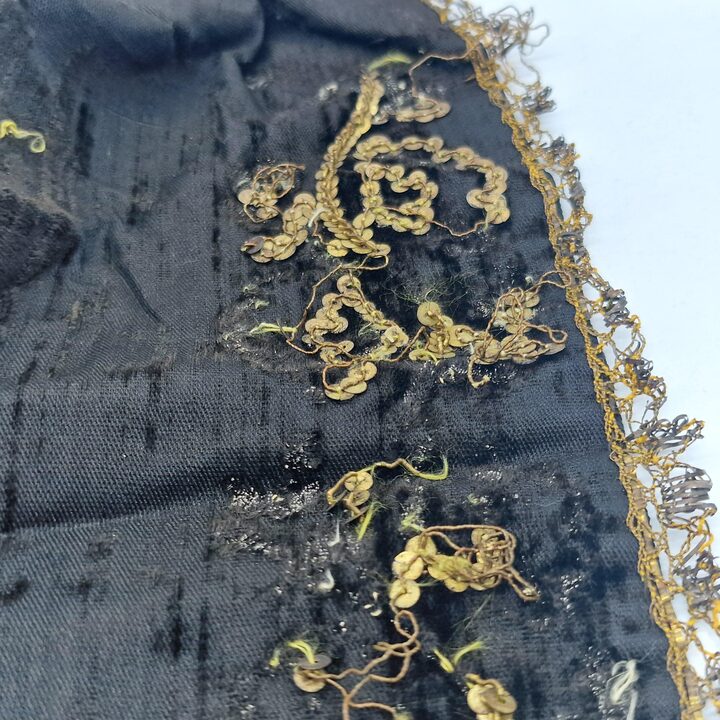 Antique Regional Apron Delantal Mandil, Alicante Spain 19th Century, Embroidered Cotton Base Silk Velvet Fragment Traditional C…