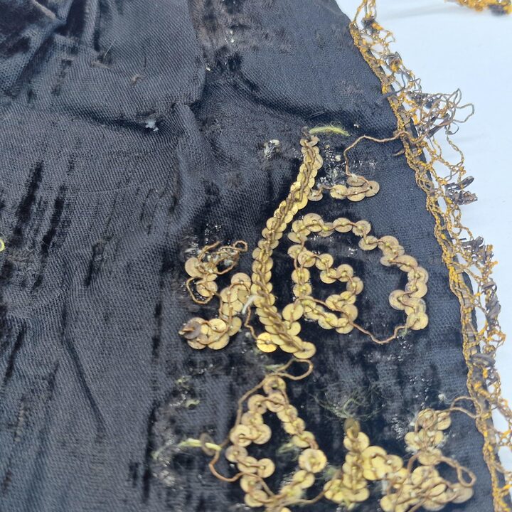 Antique Regional Apron Delantal Mandil, Alicante Spain 19th Century, Embroidered Cotton Base Silk Velvet Fragment Traditional C…