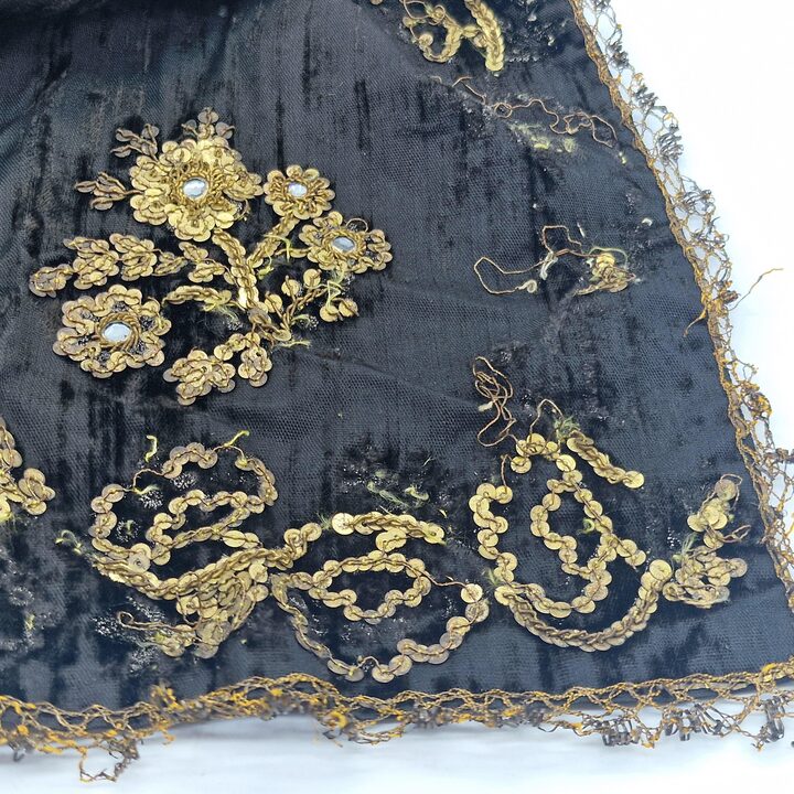 Delantal Regional Antiguo Mandil, Alicante España Siglo XIX, Fragmento Terciopelo Seda Bordado Traje Regional Tradicional