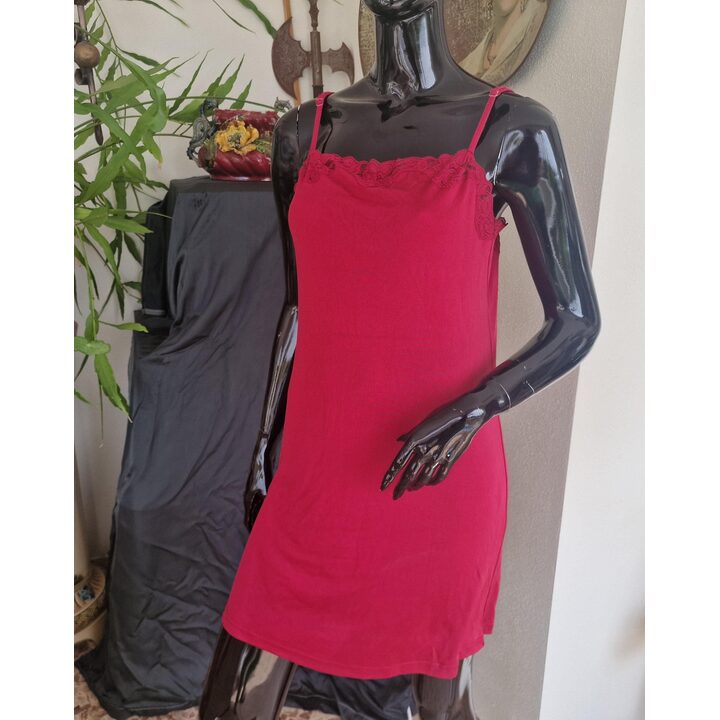 Vestido Combinacion Vintage de Seda, Inspiration Lingerie Anos 80 Rojo Punto de Seda Puro, Encaje, Hecho en EE UU, Talla S