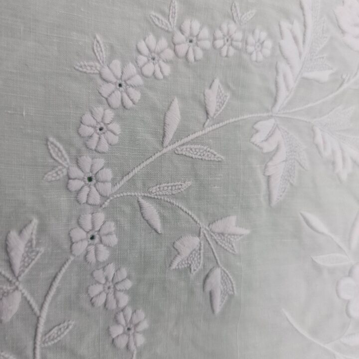 Antique Hand Embroidered Linen Sheet, Early 1900s Spanish Linen Bedding 230x245French Country Farmhouse Textile, Country Farmho…