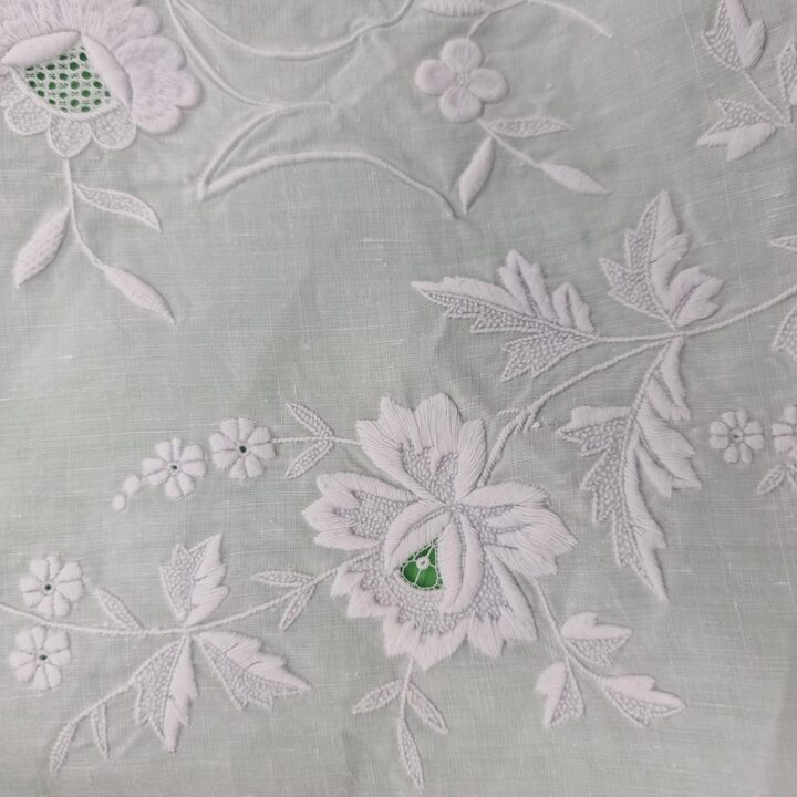 Antique Hand Embroidered Linen Sheet, Early 1900s Spanish Linen Bedding 230x245French Country Farmhouse Textile, Country Farmho…