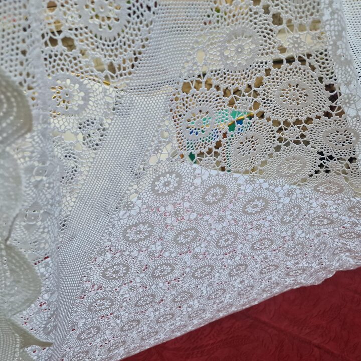Hand Crochet Bedspread Lace Coverlet White Cotton Blanket, Hand Knitted Bed Cover Bedspread, Vintage Bedding para Dormitorio Sa…