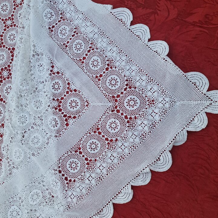 Hand Crochet Bedspread Lace Coverlet White Cotton Blanket, Hand Knitted Bed Cover Bedspread, Vintage Bedding para Dormitorio Sa…