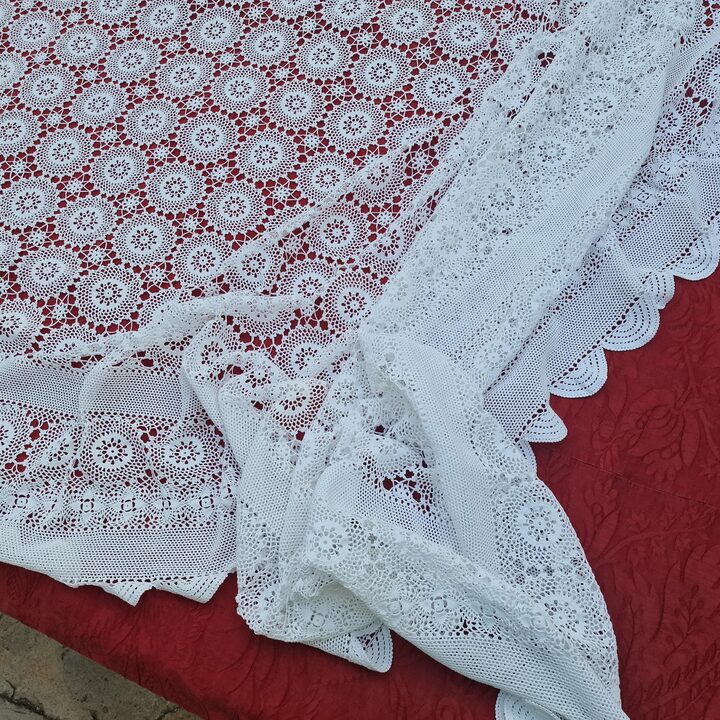 Colcha de Croche Feita a Mao Cubrecama de Renda Algodao Branco, Manta de Croche Vintage, Roupa de Cama Antiga para Quarto, 220x…