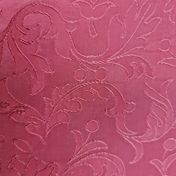 Vintage Curtains Drapery Panels Valance Lambrequin, Mid Century Damask Silk Viscose Blend, Cranberry Red Floral Jacquard, for L…
