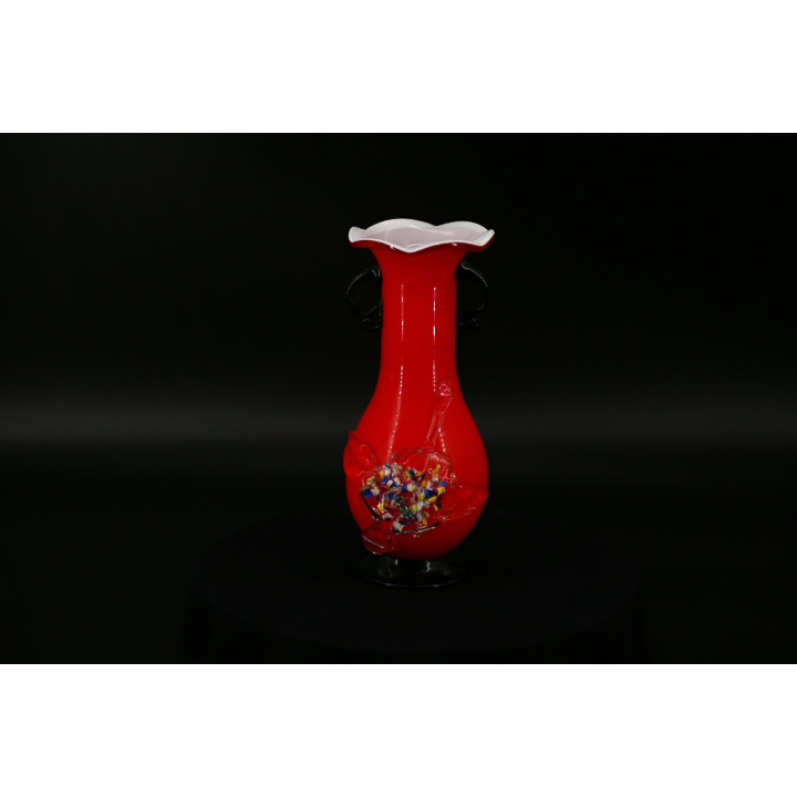 Rote Mid-Century Kunstglasvase, 1950-60er Jahre