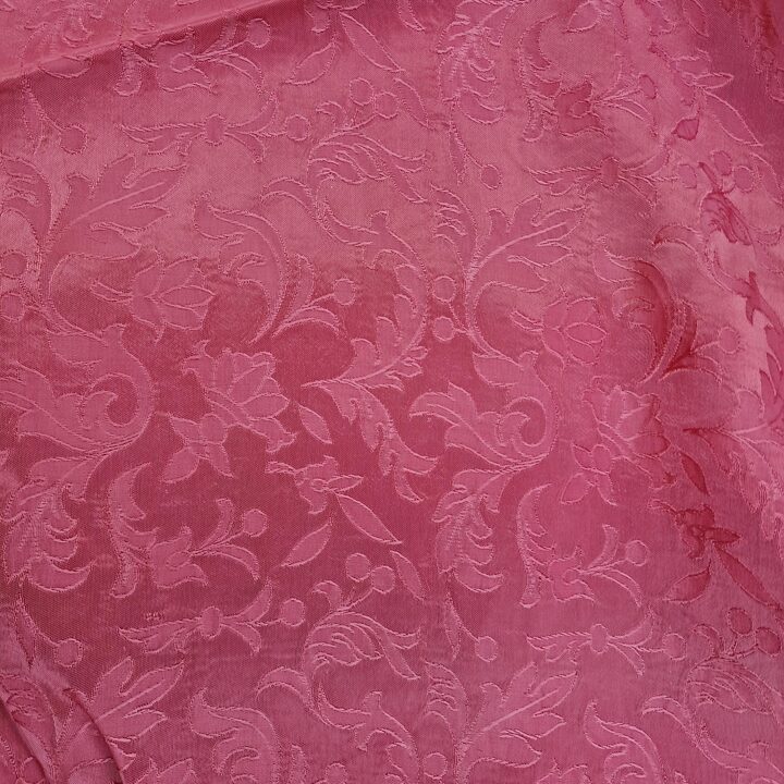 Cortinas Vintage Painéis Lambrequim Sanefa, Meados do Século Damasco Seda Viscose, Jacquard Floral Vermelho Arando, para Sala
