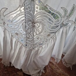 Rideau en Batiste Fait Main, Panneau en Dentelle Vintage, Suspension Fenêtre, Coton Fin Années 50, Broderie Dentelle Aiguille,…