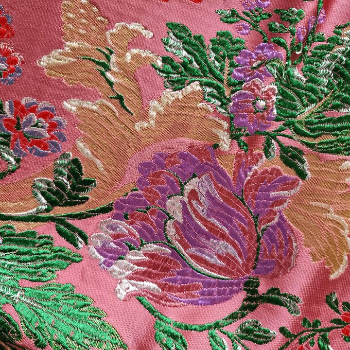 Brocado de Seda Valenciana Vintage, Damasco Floral Espolín com Lurex, Painel de Saia Tradicional Espanhola, 125 x 95 cm