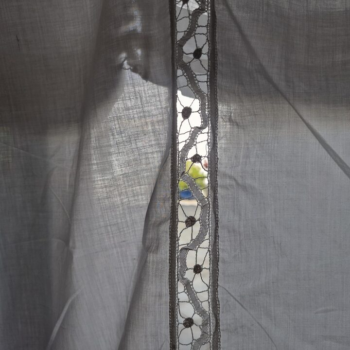 Tenda in Batista Fatta a Mano, Pannello di Pizzo Vintage, Calata Finestra, Cotone Fine Anni 50, Ricamo Merletto ad Ago, Salotto…
