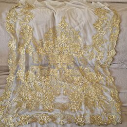 Tablier de Fallera Valencienne Tul Brodé Or 90x110 cm