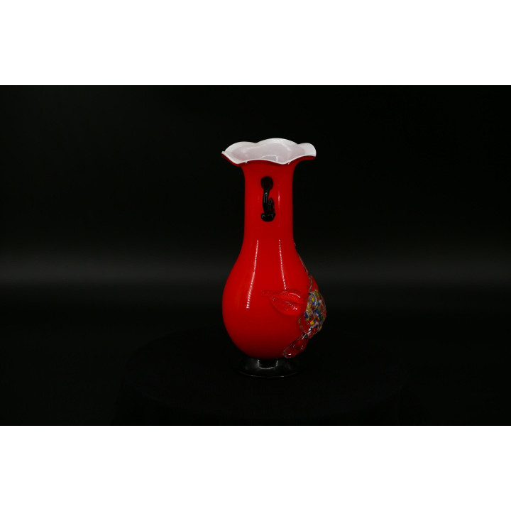 Rote Mid-Century Kunstglasvase, 1950-60er Jahre