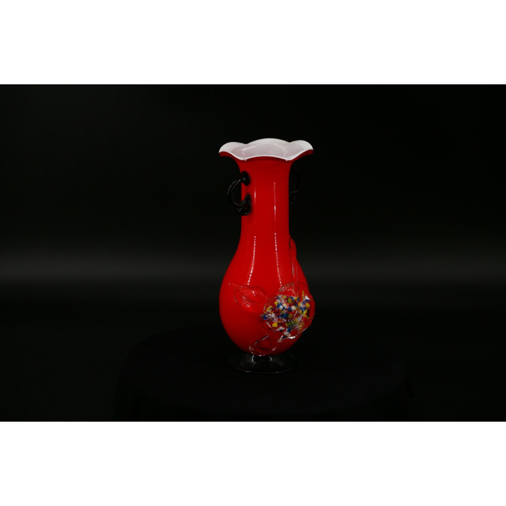 Vaso artistico in vetro rosso di metà secolo 1950-60