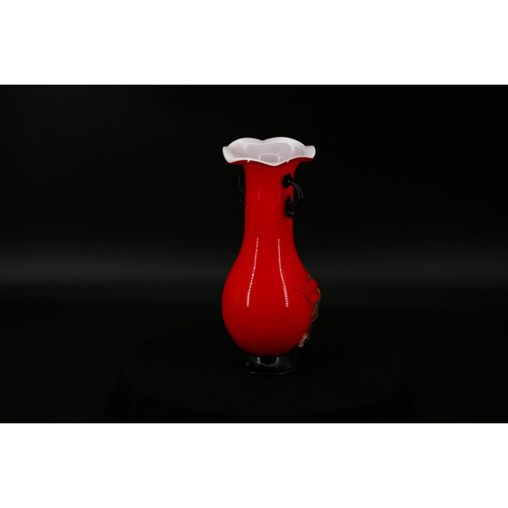 Rote Mid-Century Kunstglasvase, 1950-60er Jahre