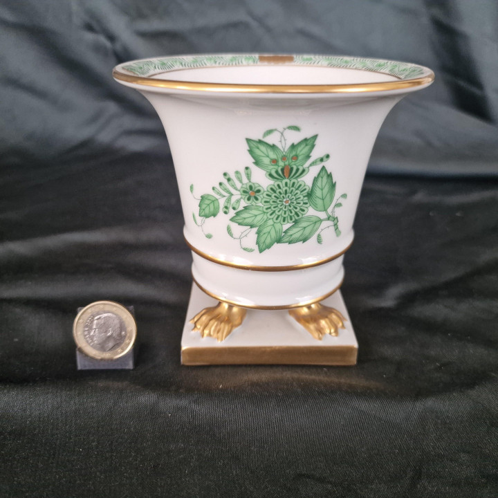 Herend Apponyi Green Porcelain Vase - 1970s Anniversary Edition