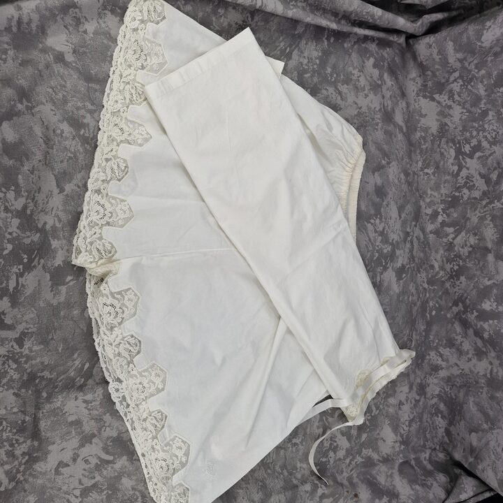 Conjunto de Lingerie Fina de Algodão Art Decó Vintage com Monograma MQ & Renda, Anos 1920